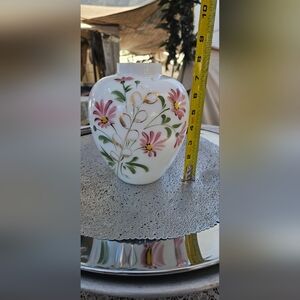 Floral White Vase with Pink and Gold Accents